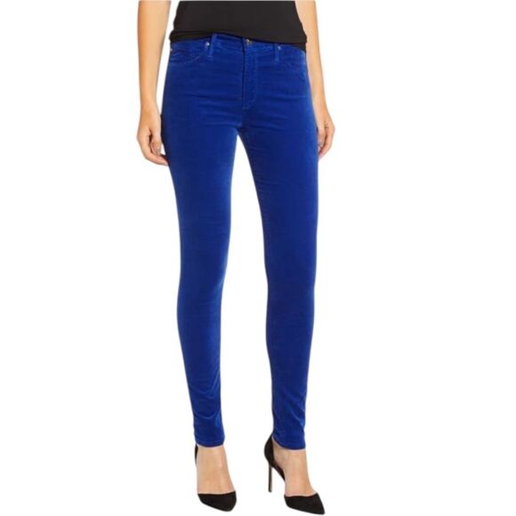 AG The Farrah High Waist Velvet Jeans in Egyptian Blue - Picture 1 of 12